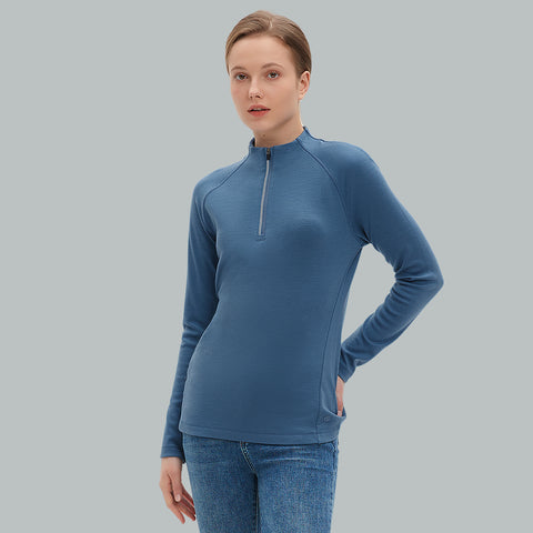 IGUANA Women's 260 Merino Wool Half Zip Top Long Sleeve Thermal Top