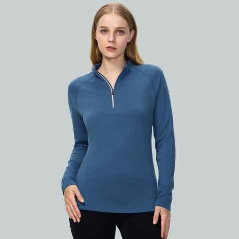 IGUANA Women's 260 Merino Wool Half Zip Top Long Sleeve Thermal Top