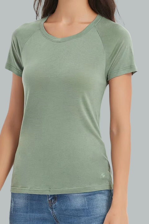 Women's Merino Wool Tencel Blend T-shirt, Lightweight Short Sleeve Top for Women